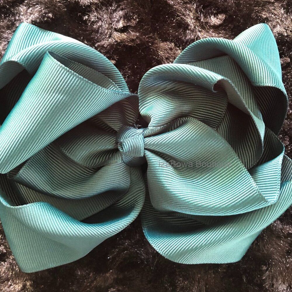 Dark Teal 6" Double Stacked Boutique Bows 5B2599 Handmade NWT Boutique - Picture 3 of 3